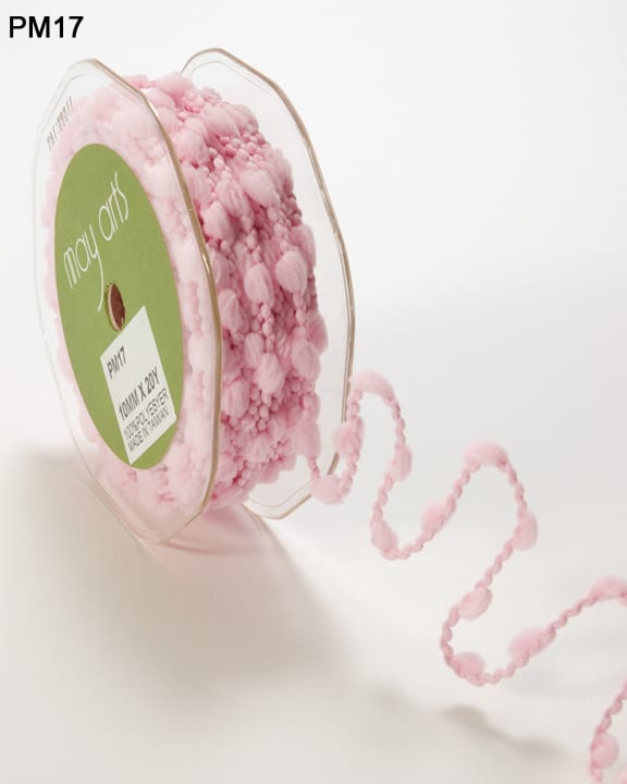 3/8 Inch Medium Pom Pom Wired String Cord Ribbon – PM17 – PINK