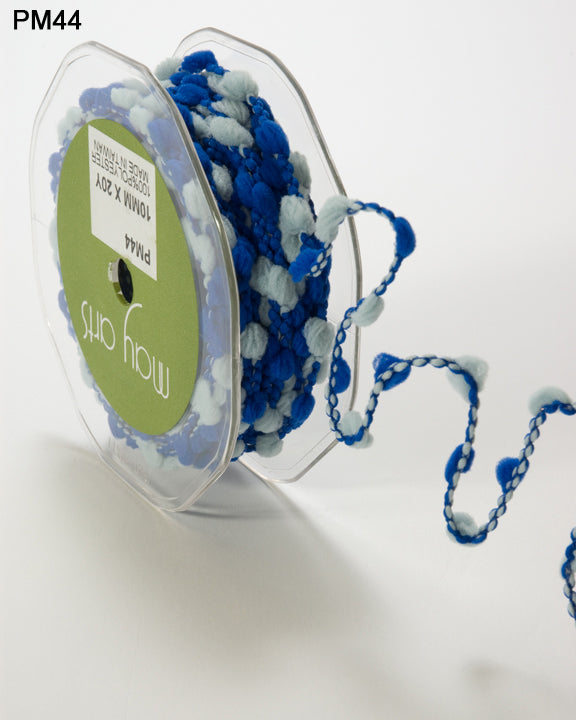 3/8 Inch Medium Pom Pom Wired String Cord Ribbon – PM44 – ROYAL BLUE/LIGHT BLUE