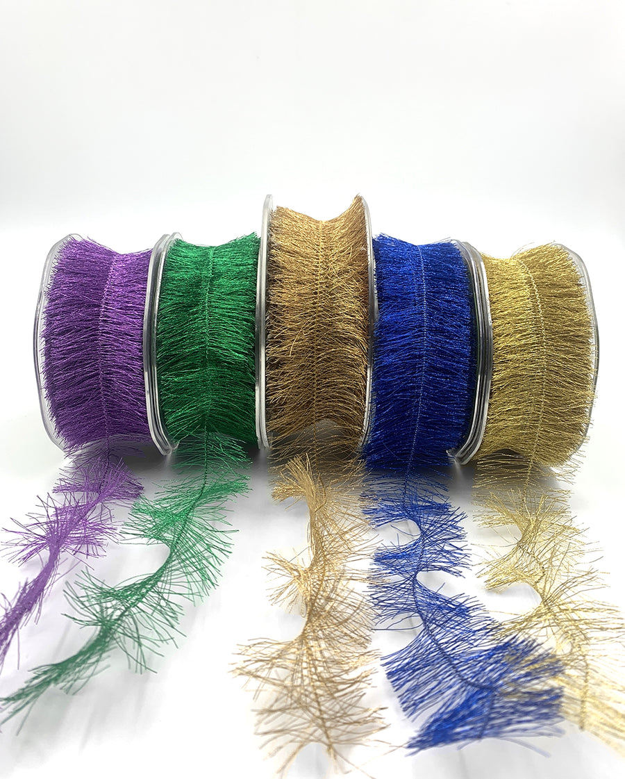 1 Inch Metallic Feather Eyelash Wired String Cord Ribbon