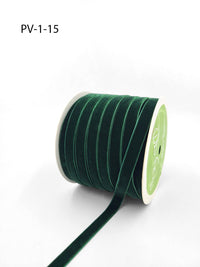 3/8 Inch Classic Velvet Ribbon with Woven Edge – PV-1-15 – GREEN