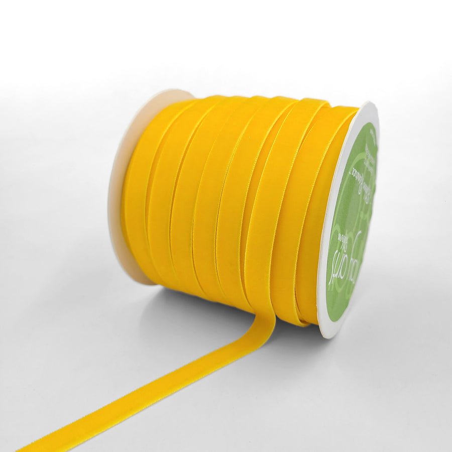 3/8 Inch Classic Velvet Ribbon with Woven Edge – PV-1-27 YELLOW