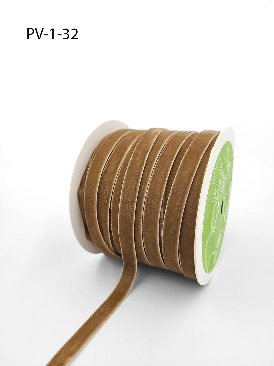 3/8 Inch Classic Velvet Ribbon with Woven Edge – PV-1-32 ANTIQUE GOLD