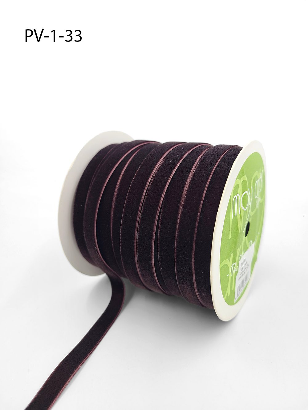 3/8 Inch Classic Velvet Ribbon with Woven Edge – PV-1-33 BROWN