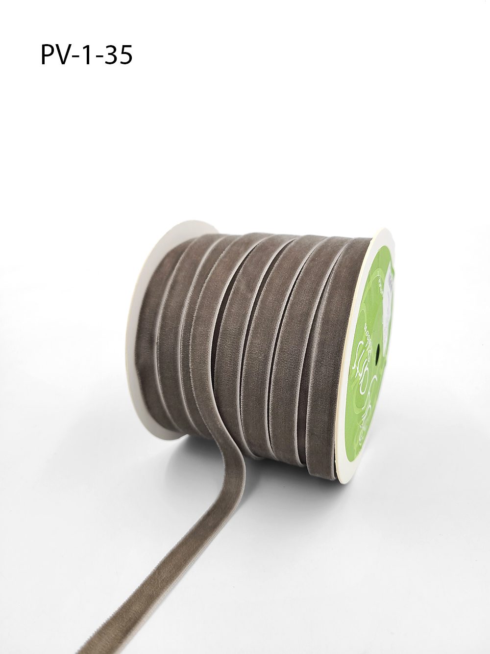 3/8 Inch Classic Velvet Ribbon with Woven Edge – PV-1-35 PEWTER