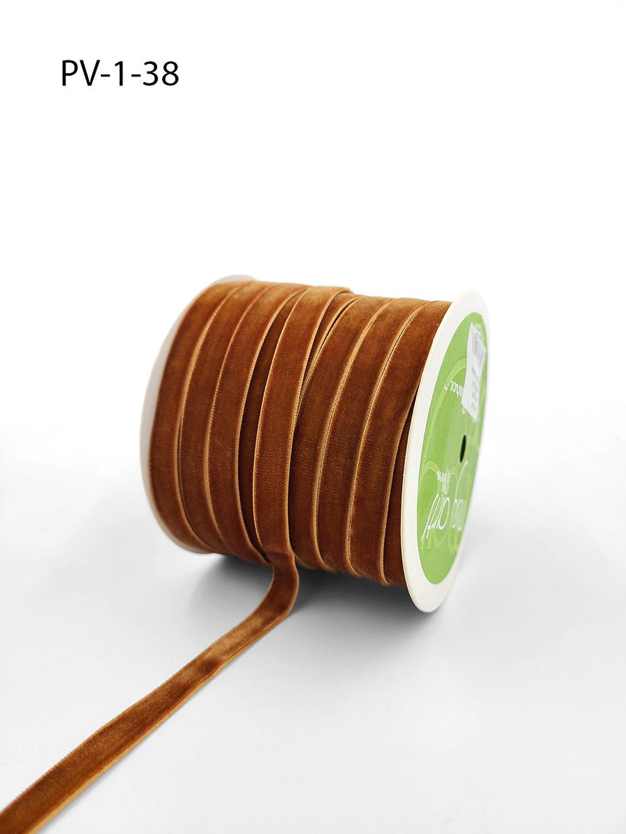 3/8 Inch Classic Velvet Ribbon with Woven Edge – PV-1-38 BURNT ORANGE