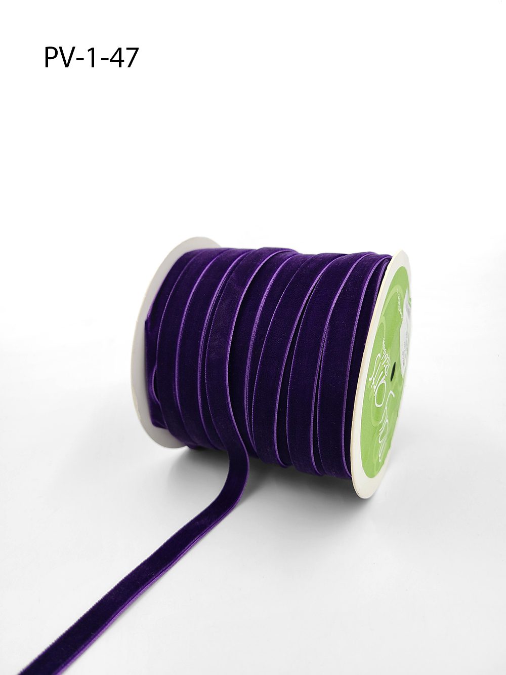 3/8 Inch Classic Velvet Ribbon with Woven Edge – PV-1-47 VIOLET