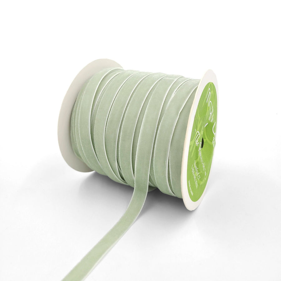 3/8 Inch Classic Velvet Ribbon with Woven Edge – PV-1-58 Jadite Green
