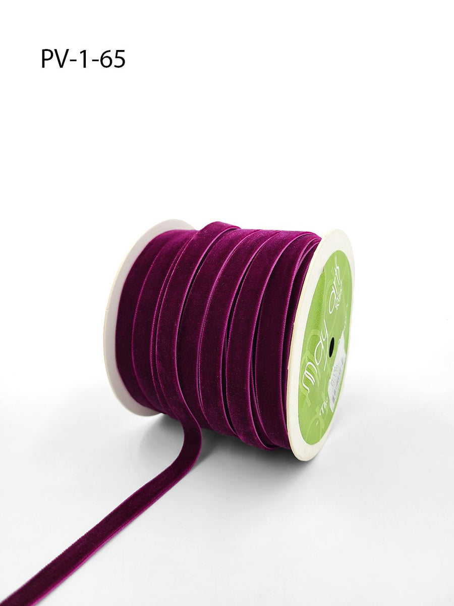 3/8 Inch Classic Velvet Ribbon with Woven Edge – PV-1-65 PLUM PURPLE