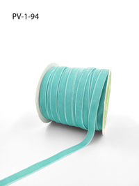 3/8 Inch Classic Velvet Ribbon with Woven Edge – PV-1-94- ROBIN’S EGG BLUE
