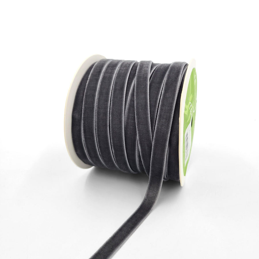 3/8 Inch Classic Velvet Ribbon with Woven Edge – PV-1-95 Charcoal