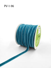 3/8 Inch Classic Velvet Ribbon with Woven Edge – PV-1-96 TURQUOISE