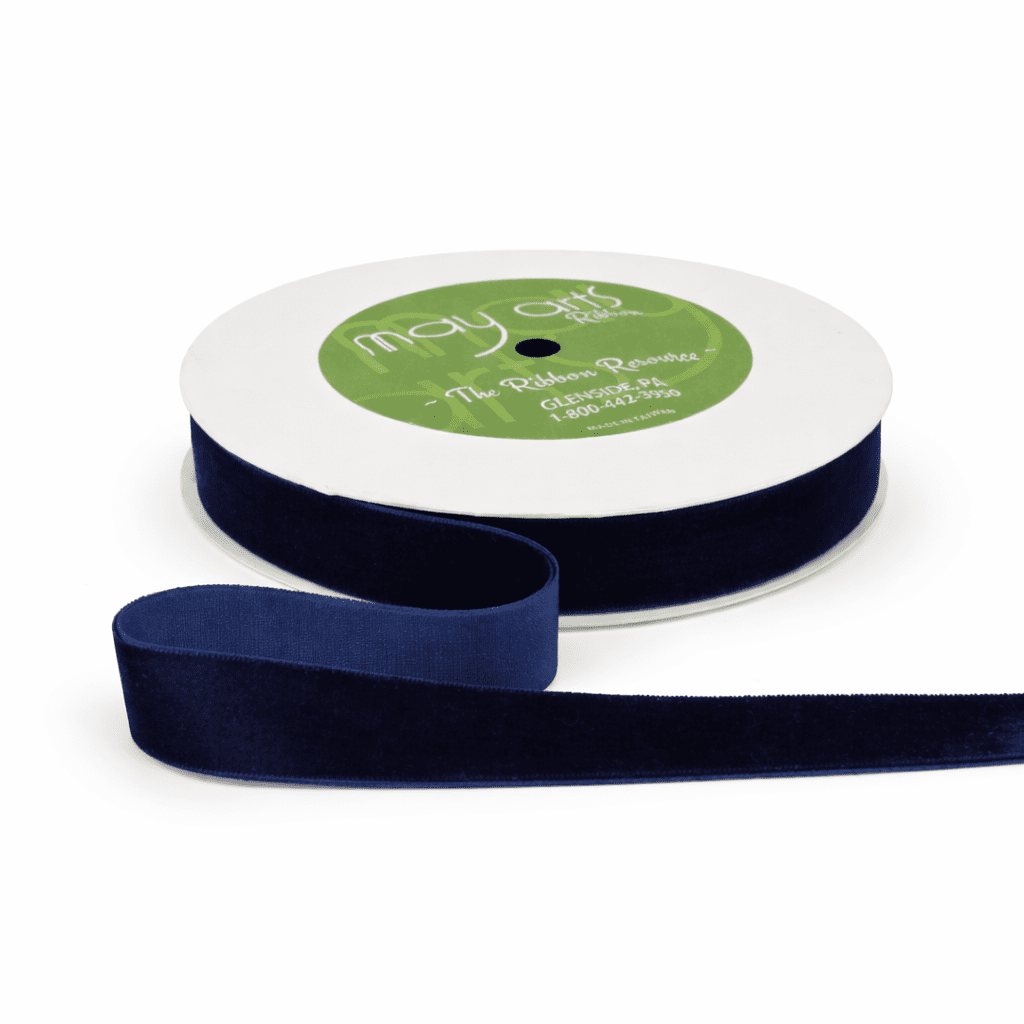 3/4 Inch Classic Velvet Ribbon with Woven Edge – PV-2-03 Navy NEW