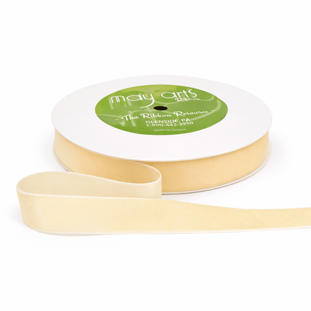 3/4 Inch Classic Velvet Ribbon with Woven Edge – PV-2-09 – Buttercream