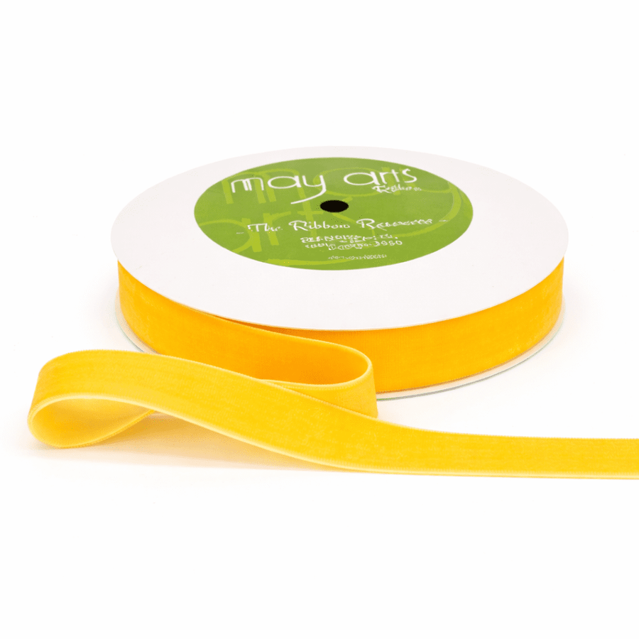 3/4 Inch Classic Velvet Ribbon with Woven Edge – PV-2-27 Yellow