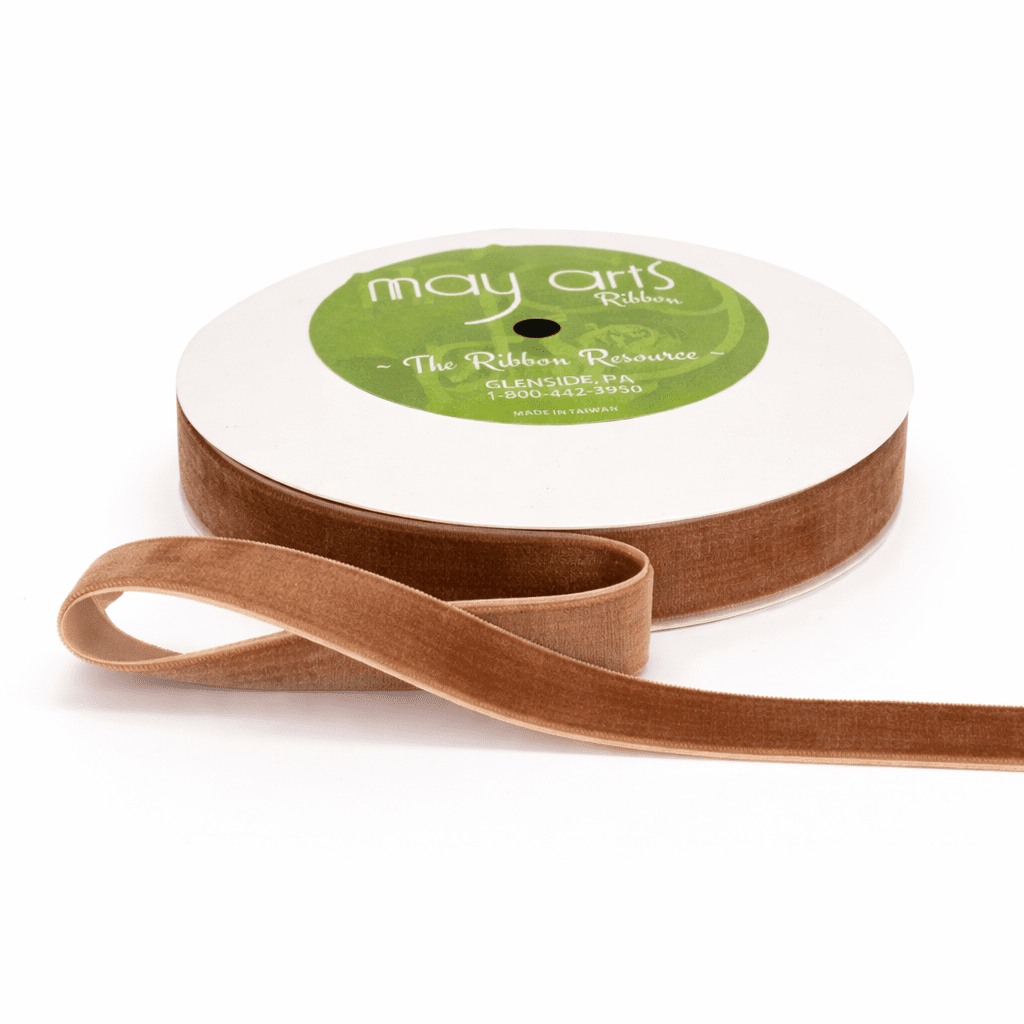 3/4 Inch Classic Velvet Ribbon with Woven Edge – PV-2-32 – Antique Gold