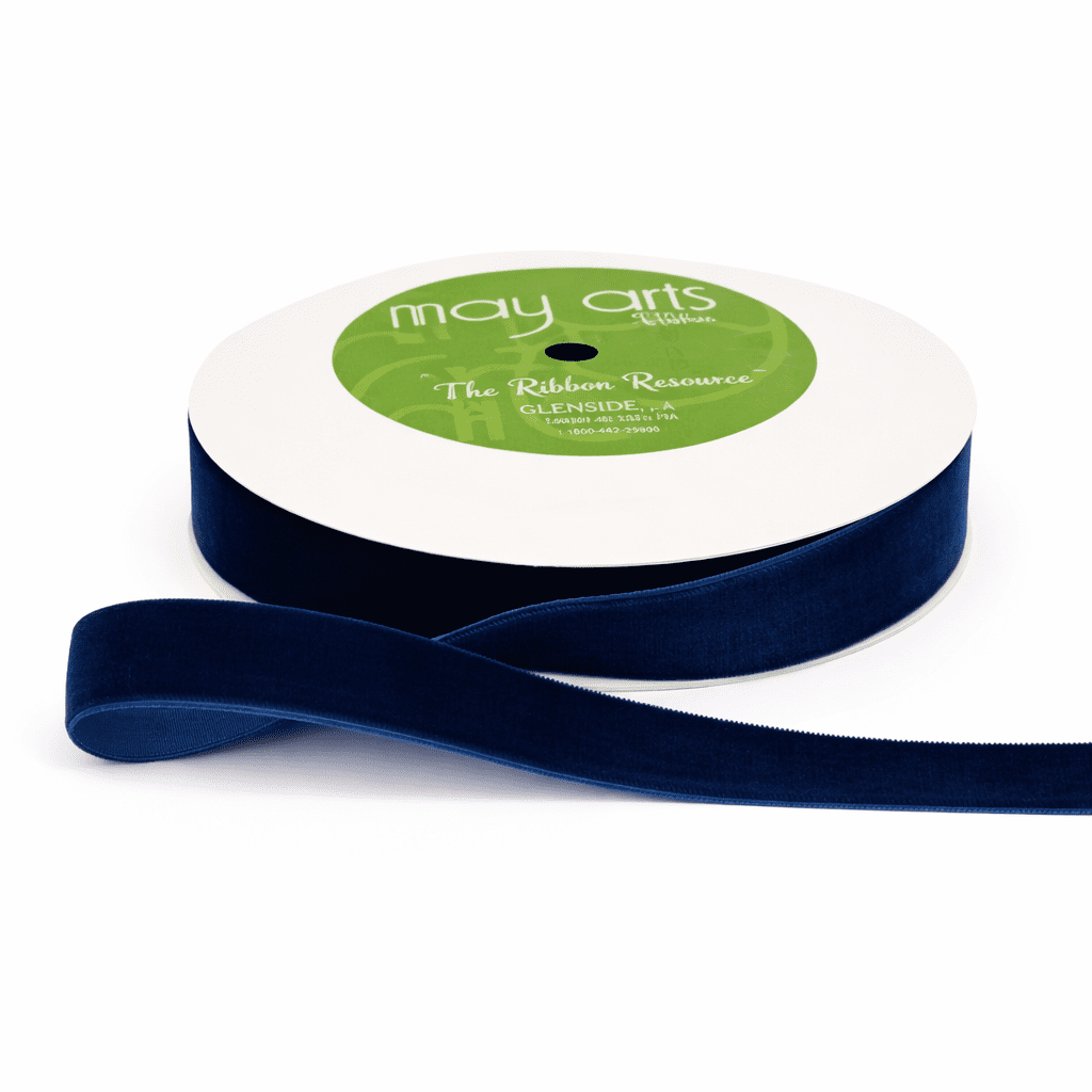 3/4 Inch Classic Velvet Ribbon with Woven Edge – PV-2-44 Royal Blue