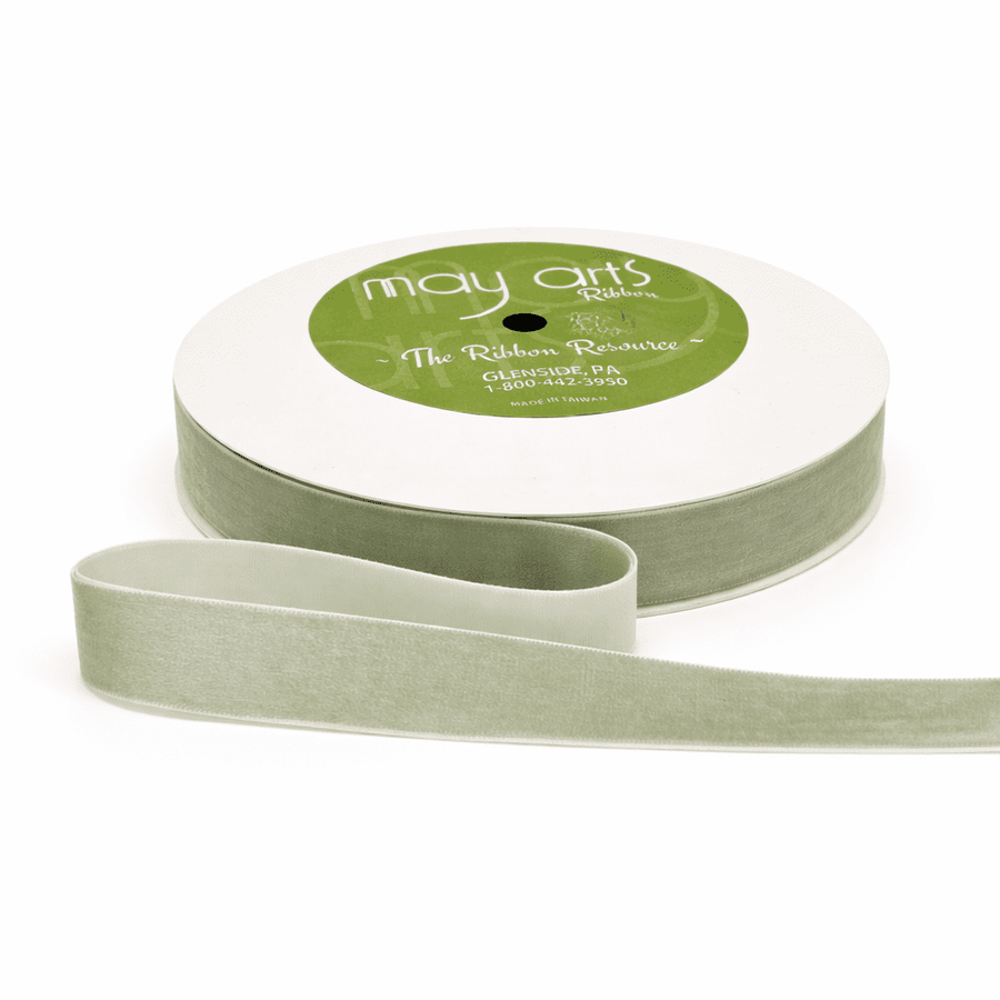 3/4 Inch Classic Velvet Ribbon with Woven Edge – PV-2-58 Jadeite Green NEW