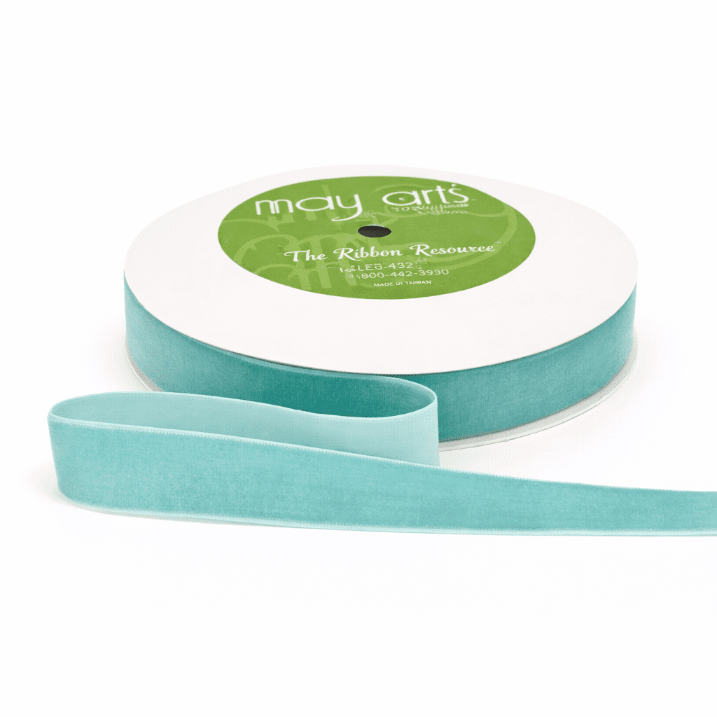 3/4 Inch Classic Velvet Ribbon with Woven Edge – PV-2-94 Robin’s Egg Blue