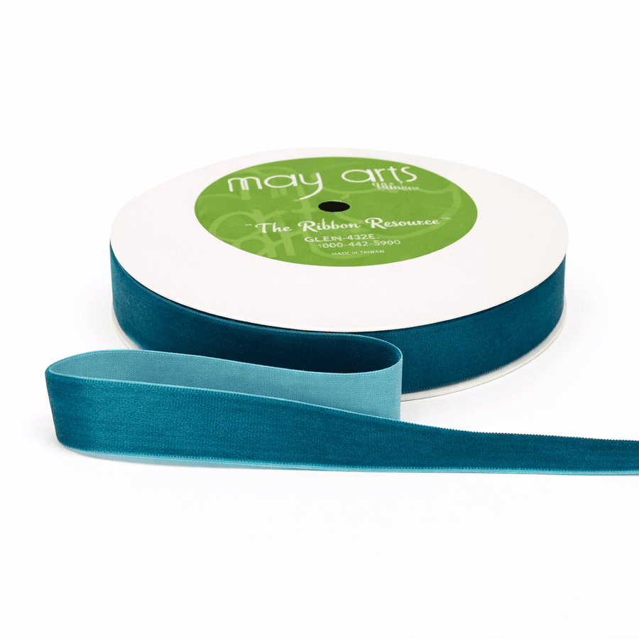 3/4 Inch Classic Velvet Ribbon with Woven Edge – PV-2-96 Turquoise