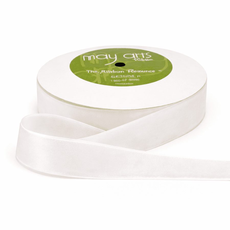 1.5 Inch Classic Velvet Ribbon with Woven Edge – PV-5-01 WHITE