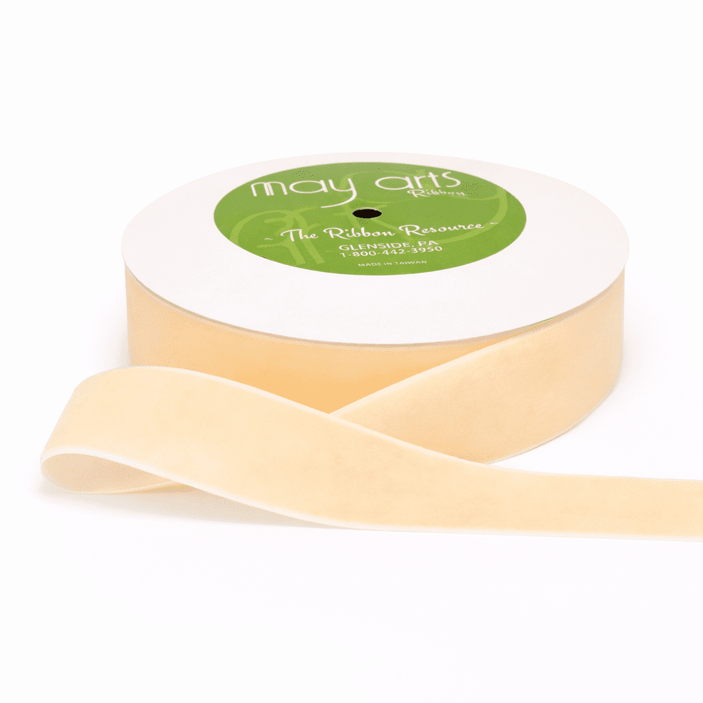 1.5 Inch Classic Velvet Ribbon with Woven Edge – PV-5-09 BUTTERCREAM