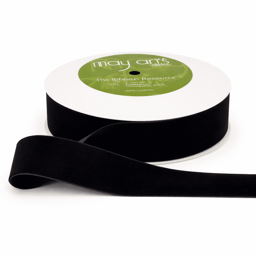 1.5 Inch Classic Velvet Ribbon with Woven Edge – PV-5-10 BLACK