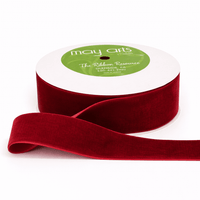 1.5 Inch Classic Velvet Ribbon with Woven Edge – PV-5-14 RED
