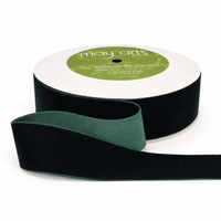 1.5 Inch Classic Velvet Ribbon with Woven Edge – PV-5-15 GREEN