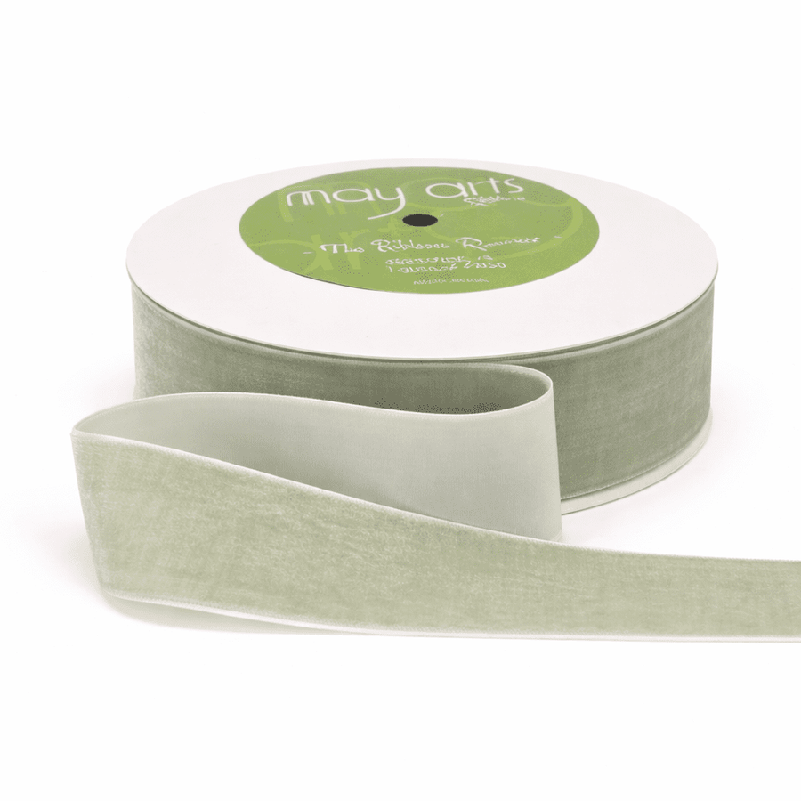 1.5 Inch Classic Velvet Ribbon with Woven Edge – PV-5-58 JADITE GREEN