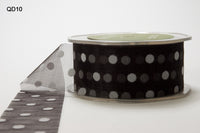 1.5 Inch Sheer with Velvet Dots Ribbon – QD10 – BLACK/WHITE DOTS