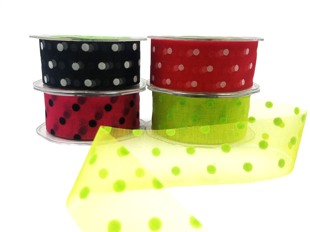 1.5 Inch Sheer with Velvet Dots Ribbon