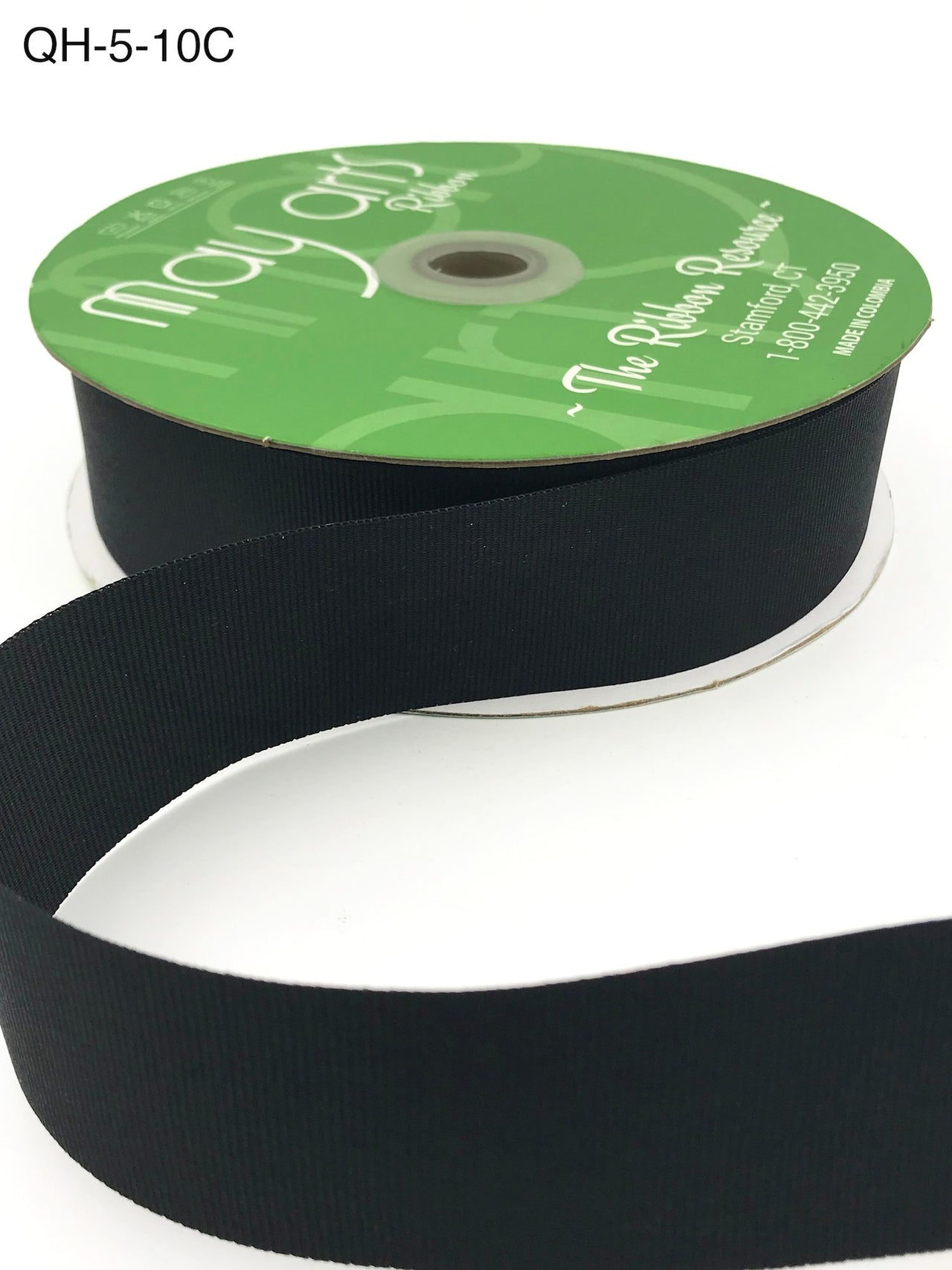 1.5 Inch Classic Grosgrain Ribbon with Woven Edge – QH-5-10C BLACK 54yds