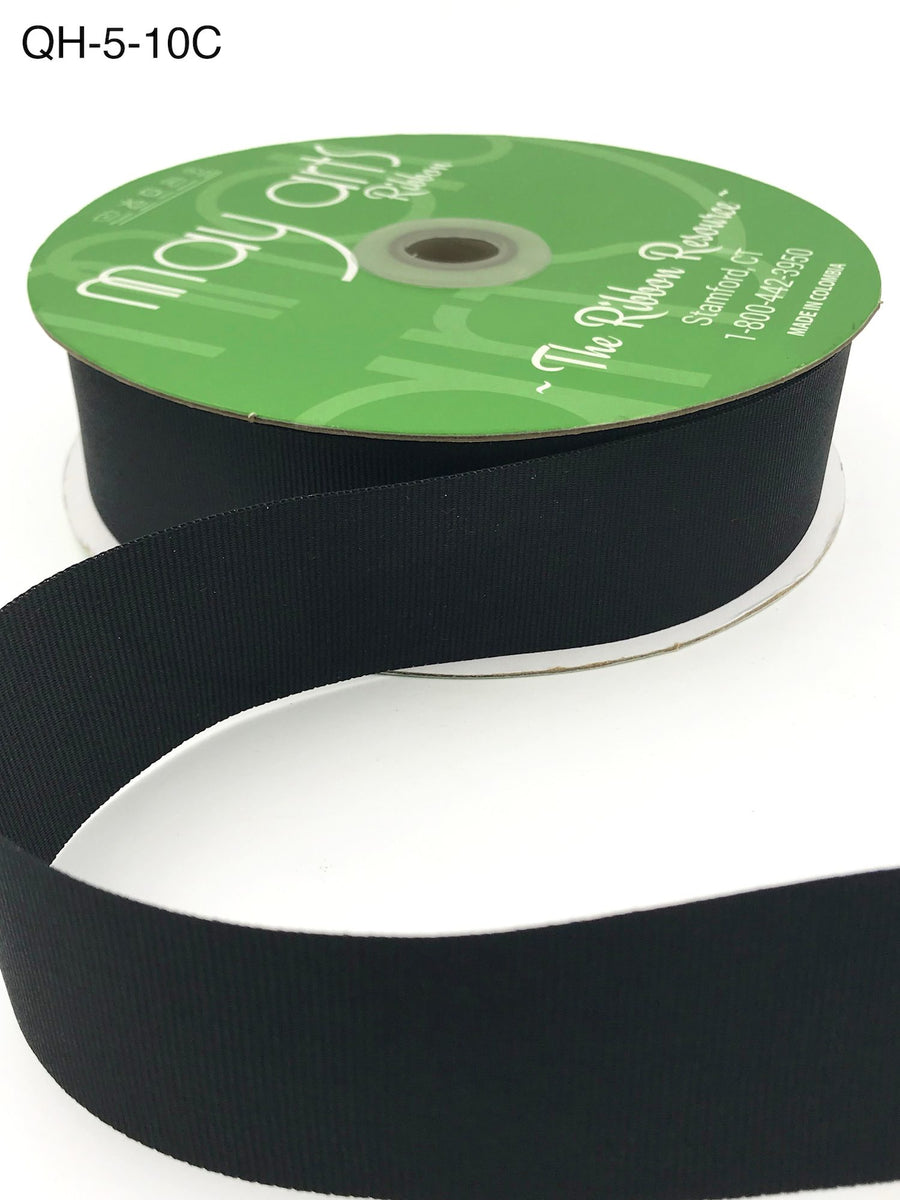 1.5 Inch Classic Grosgrain Ribbon with Woven Edge – QH-5-10C BLACK 54yds