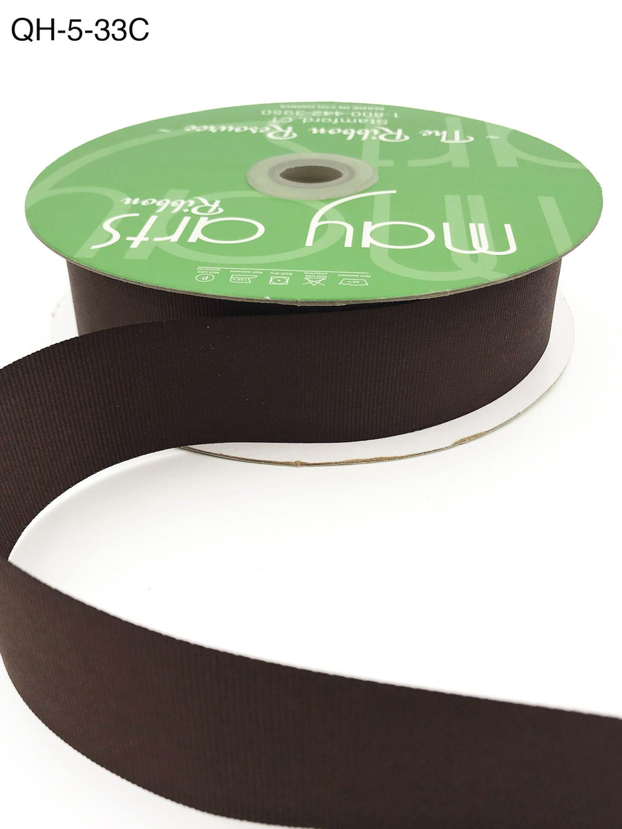 1.5 Inch Classic Grosgrain Ribbon with Woven Edge – QH-5-33C BROWN 54yds