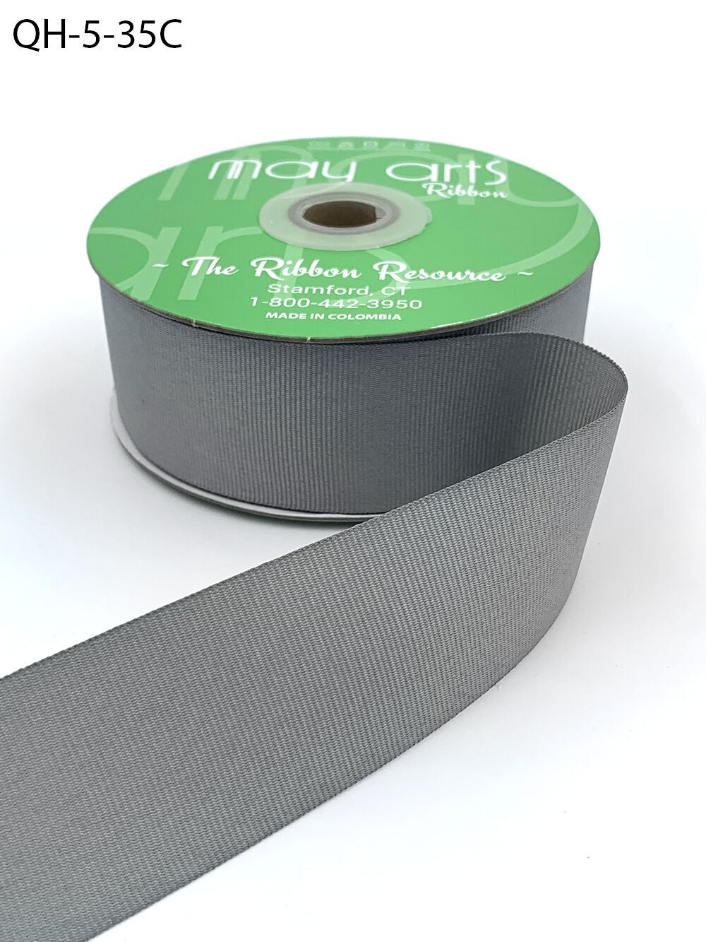 1.5 Inch Classic Grosgrain Ribbon with Woven Edge – QH-5-35C GRAY 27.3yds