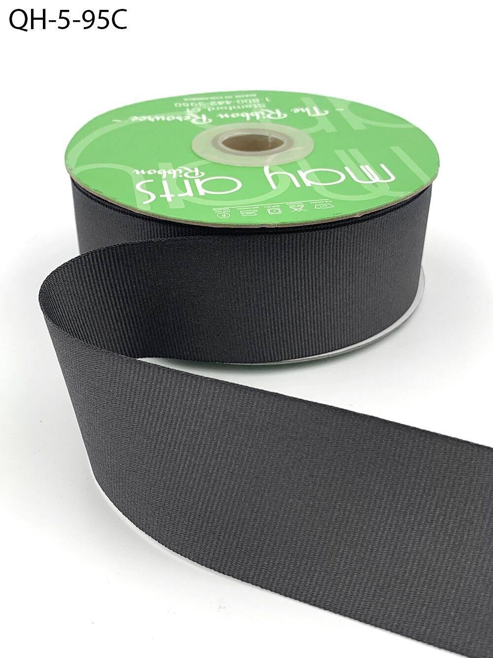 1.5 Inch Classic Grosgrain Ribbon with Woven Edge – QH-5-95C CHARCOAL 27.3yds