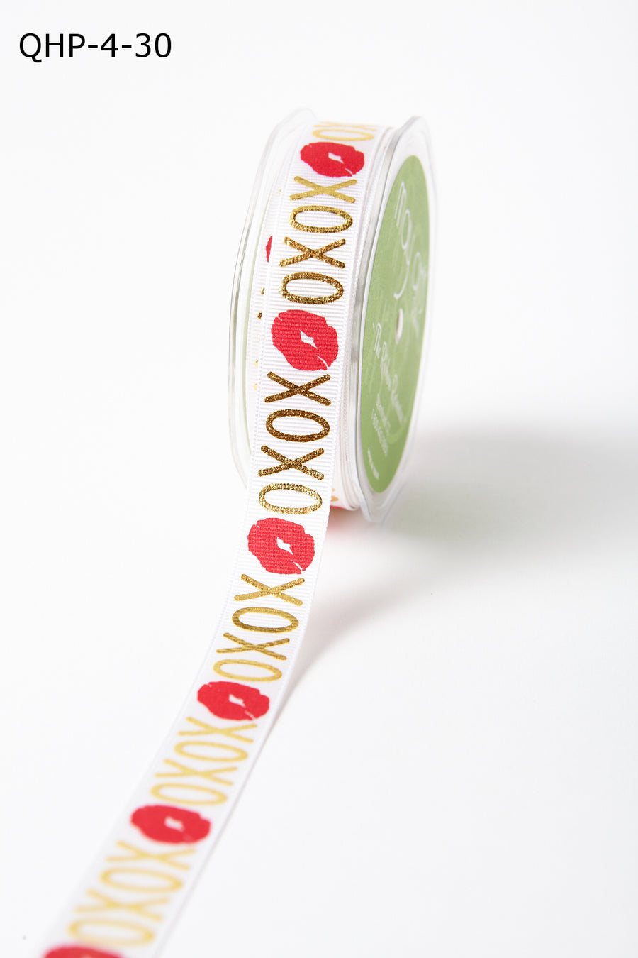 3/4 Inch Grosgrain XOXO Kiss Print Ribbon with Woven Edge – QHP-4-30 XOXO kiss