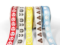 3/4 Inch Grosgrain Emoji Print Ribbon with Woven Edge