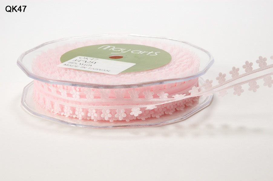 3/4 Inch Organza Daisy Edge Ribbon – QK47 – PINK