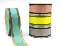 1.5 Inch Soft Iridescent Solid Band Center Ribbon with Shimmer Sheer Woven Edge