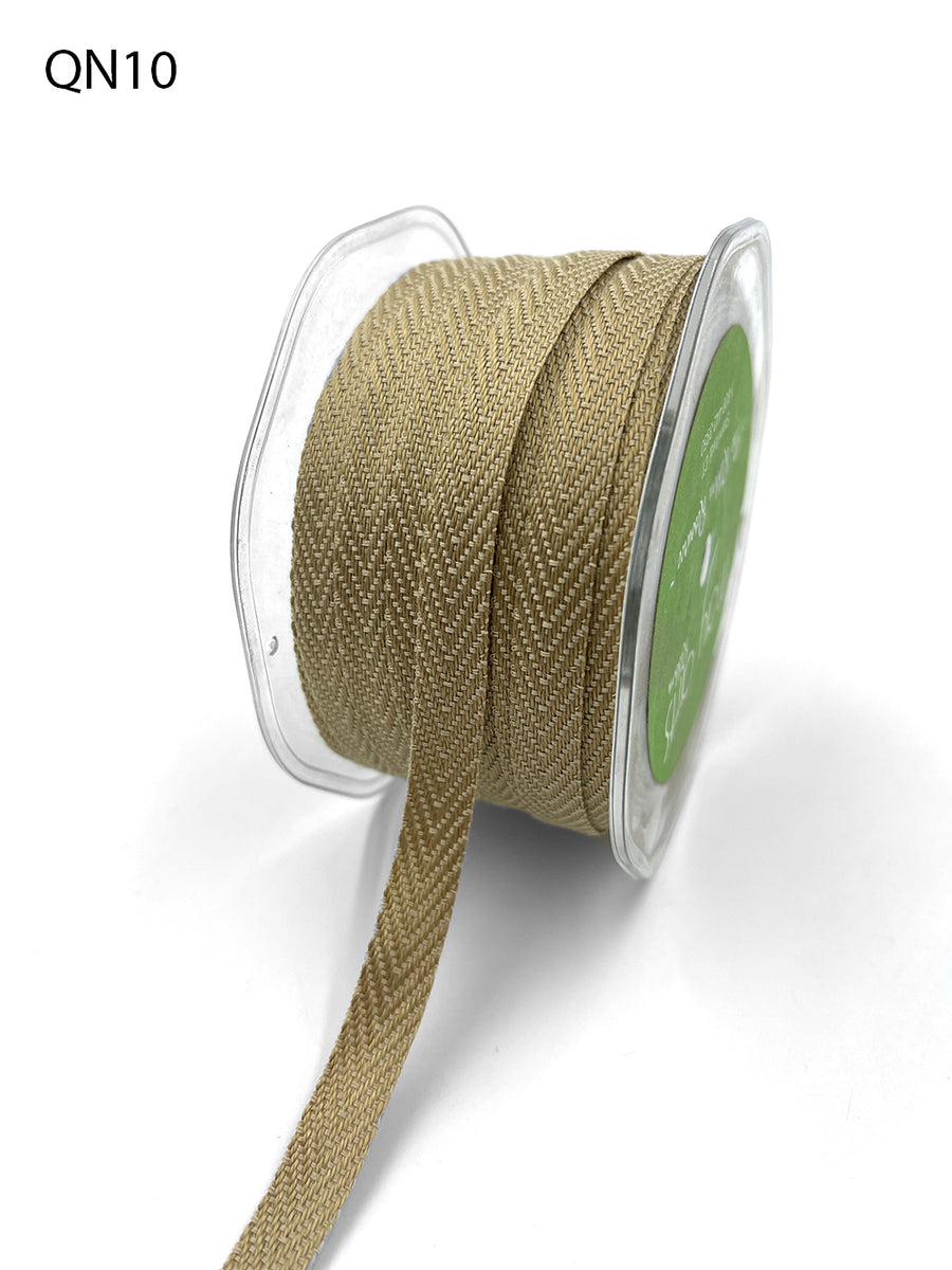 3/8 Inch Heavy Weight Twill Ribbon with Woven Edge – QN10 – NATURAL