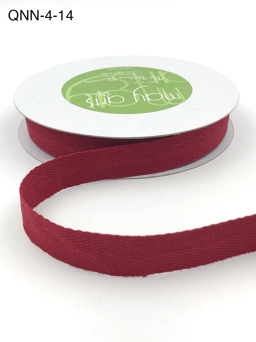 3/4 Inch 100% Cotton Classic Medium Weight Twill Ribbon with Woven Edge – QNN-4-14 RED