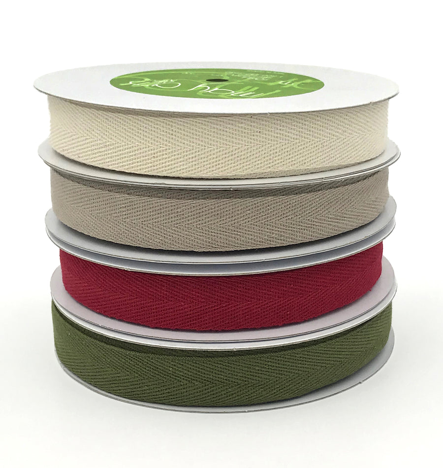 3/4 Inch 100% Cotton Classic Medium Weight Twill Ribbon with Woven Edge