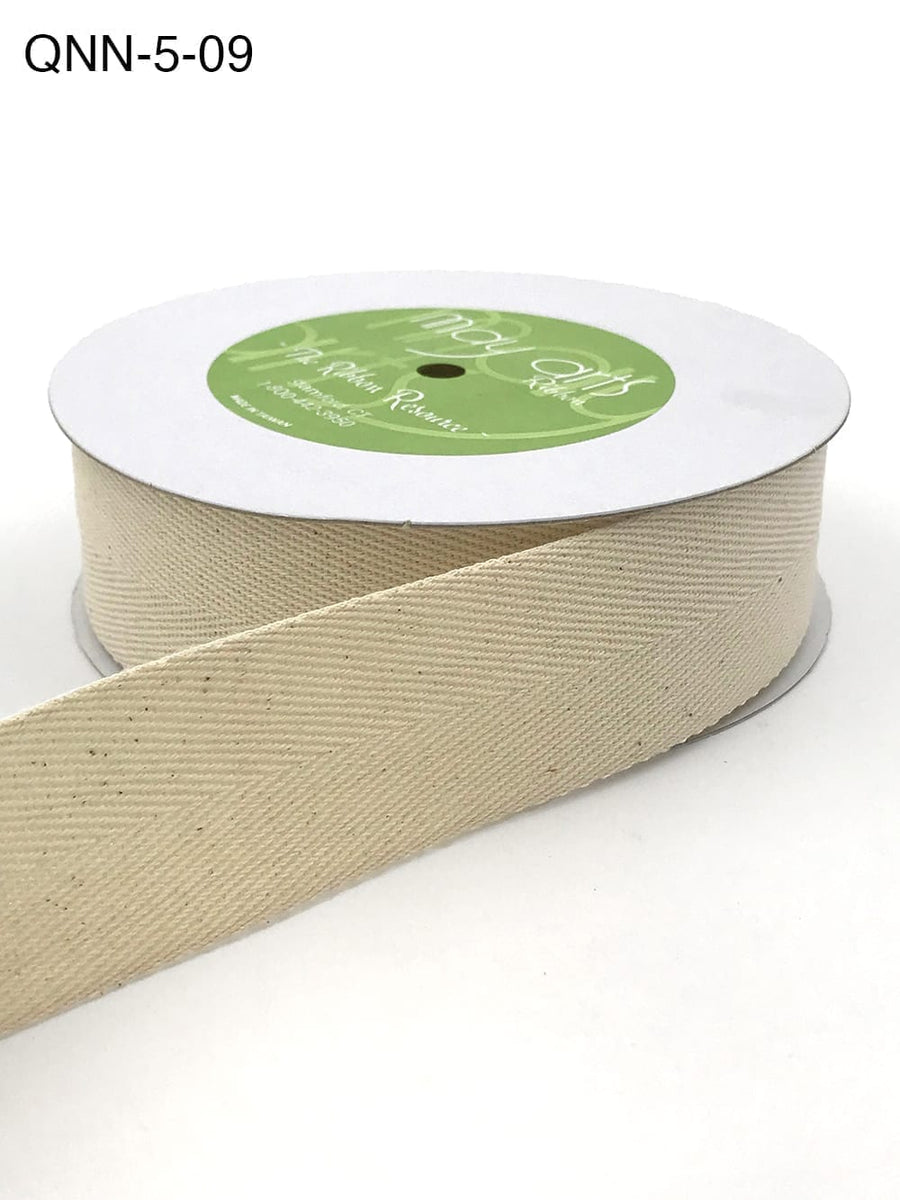 1.5 Inch 100% Cotton Classic Medium Weight Twill Ribbon with Woven Edge – QNN-5-09 IVORY