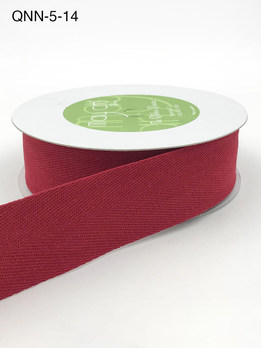 1.5 Inch 100% Cotton Classic Medium Weight Twill Ribbon with Woven Edge – QNN-5-14 RED