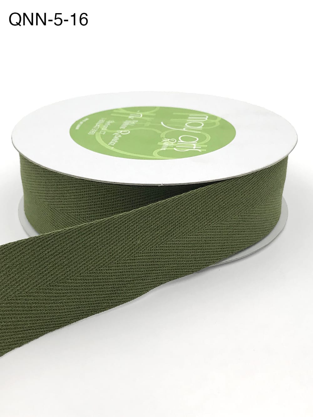 1.5 Inch 100% Cotton Classic Medium Weight Twill Ribbon with Woven Edge – QNN-5-16 OLIVE