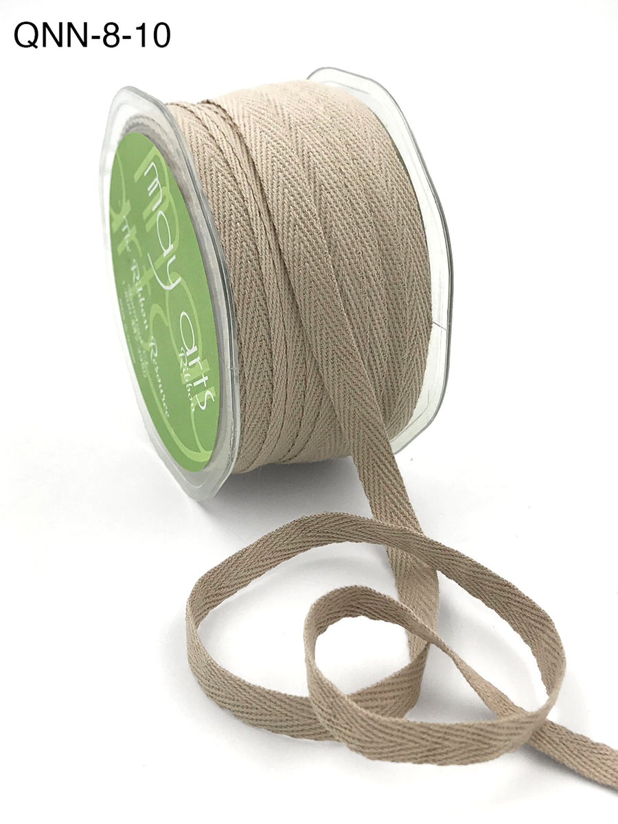 3/8 Inch 100% Cotton Classic Medium Weight Twill Ribbon with Woven Edge – QNN-8-10 NATURAL