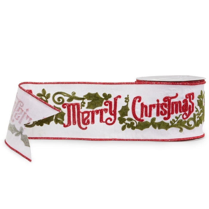 4" X 10 Yds Merry Christmas Wired Ribbon