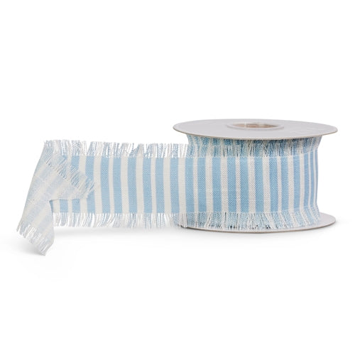2.5" X 10 YDS Blue Striped Frayed Edge Ribbon