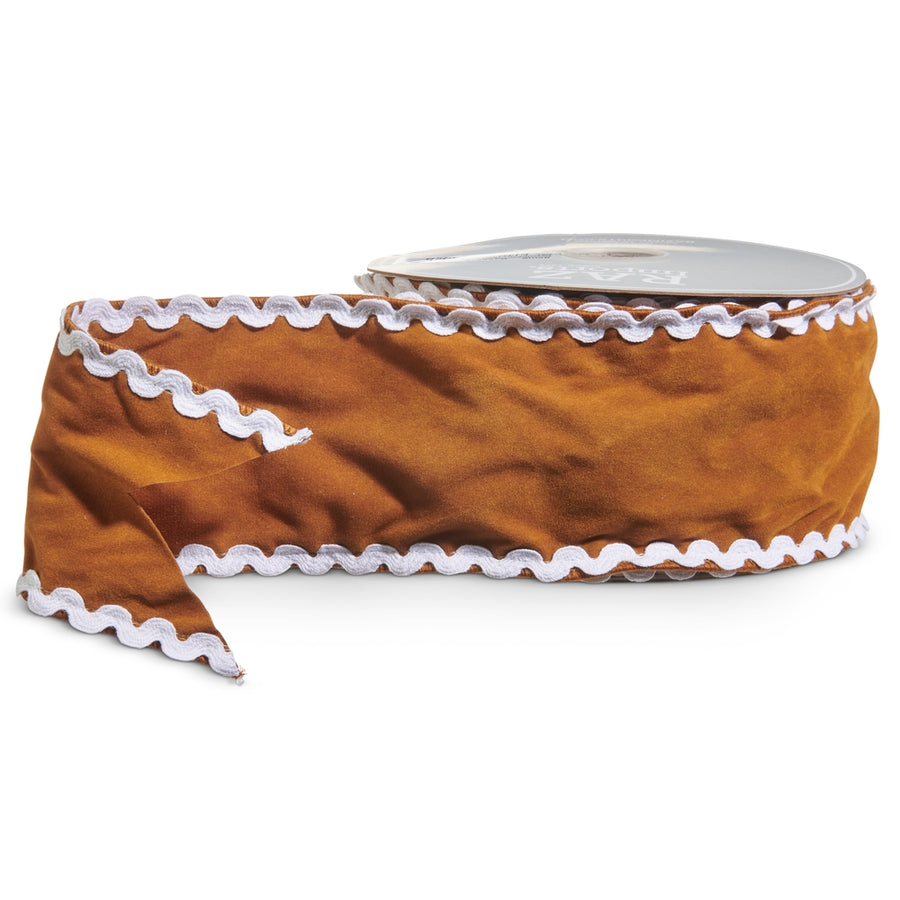 4" X 10 Yds Sueded Gingerbread Wired Ribbon